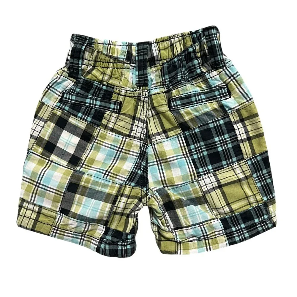 Gymboree 3-6m Green & Blue Madras Plaid Shorts